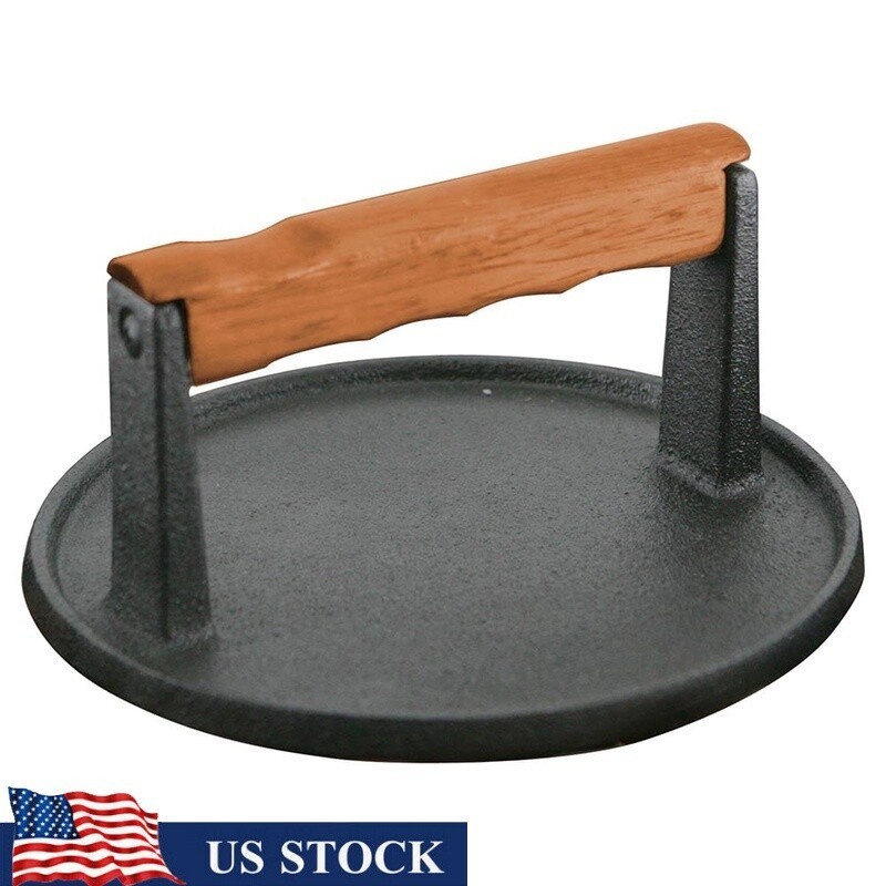 Cast Iron Grill Press Pre-Seasoned Burger Meat Press W/ Ergonomic Handle New gallery