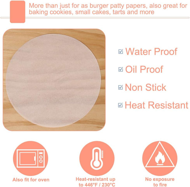 Burger Patty Paper Rounds for 4/4.5 Inch Burger Press, 200Pcs 4.5Inch Baking Par gallery