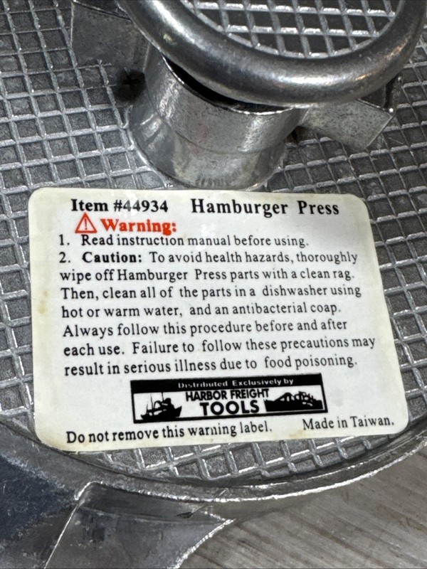 Harbor Freight Hamburger Press Aluminum Adjustable Hinged Lid gallery