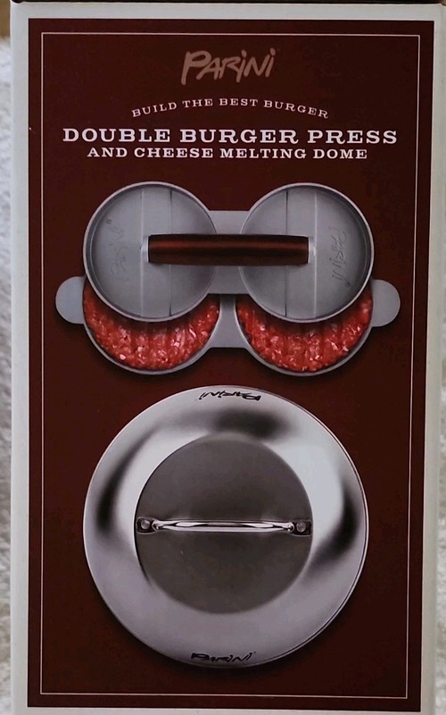 Parini Double Burger Press & Cheese Melting Dome Non-Stick 8.75" Stainless Steel gallery