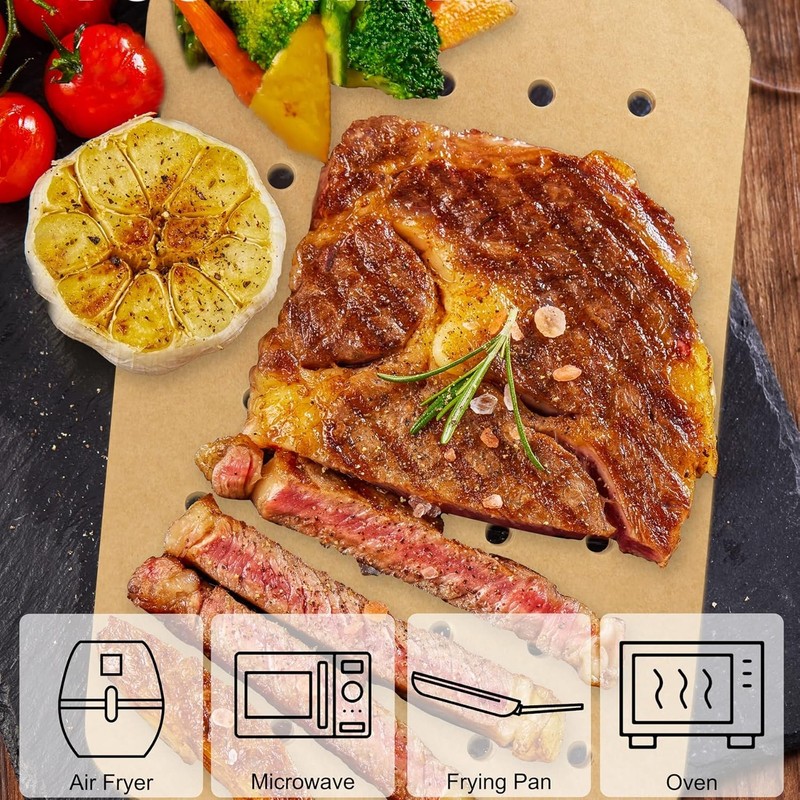 200 Pcs Air Fryer Disposable Paper Rectangle 8.2 Inch - 200Pcs, Unbleached gallery