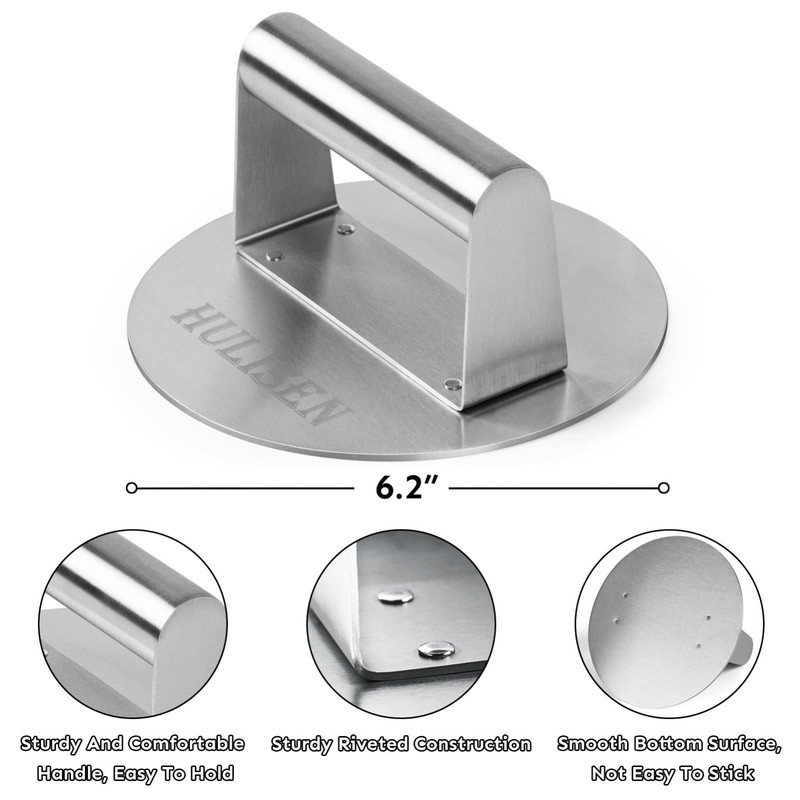 Cheese Melting Dome & Burger Press Set, 6.2" Grill Press with 9" Basting Cover, gallery