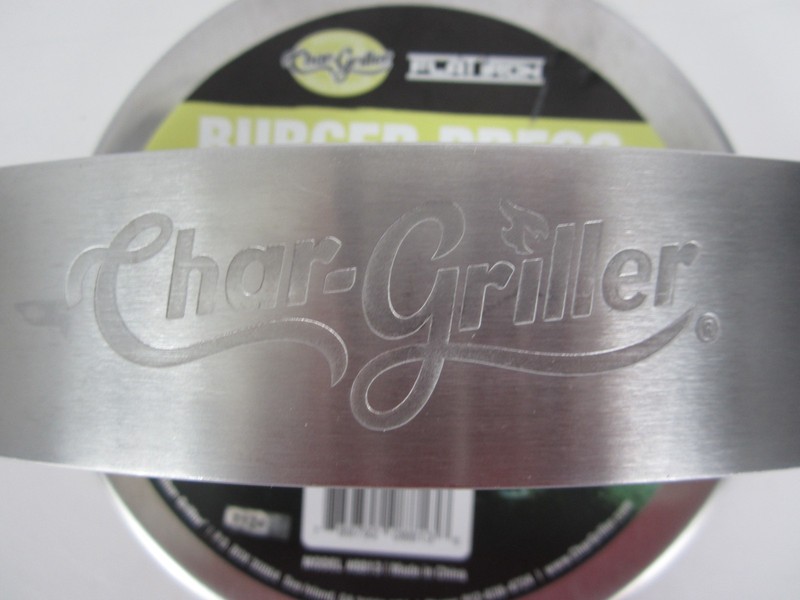 Char-Griller Flat Iron Griddle Burger Press Silver Metal, 6" Diameter Round NEW gallery