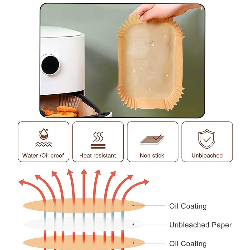 Air Fryer Liners for Bella, Rectangle Liners, 8.3×5.3 Inch, Natural gallery