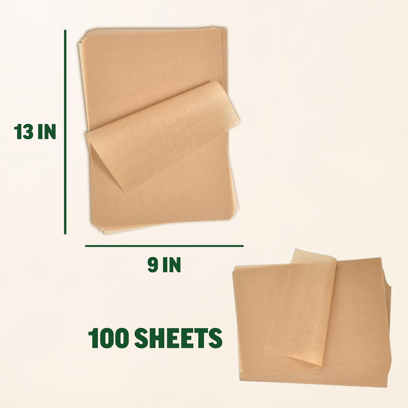 9X13 Parchment Paper (100 Sheets) - Unbleached, High Heat, Non-Stick, Pre-Cut Ba gallery