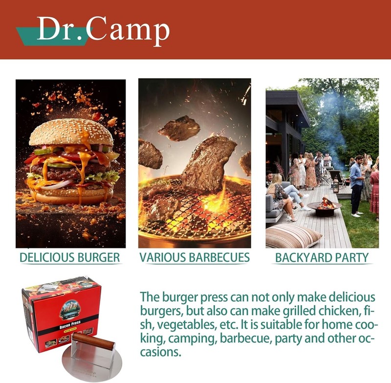 7 INCH Stainless Steel Smash,Burger Press,Burger Smasher,Hamburger Press,Patty S gallery