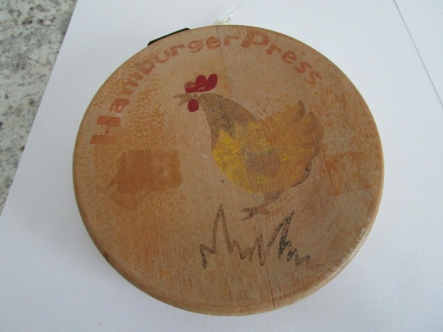 Vintage Wooden Hamburger Roaster Press 1960's Distressed Retro Kitchen Kitsch