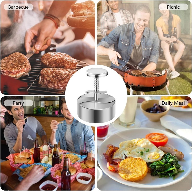 Adjustable Stainless Steel Burger Press gallery