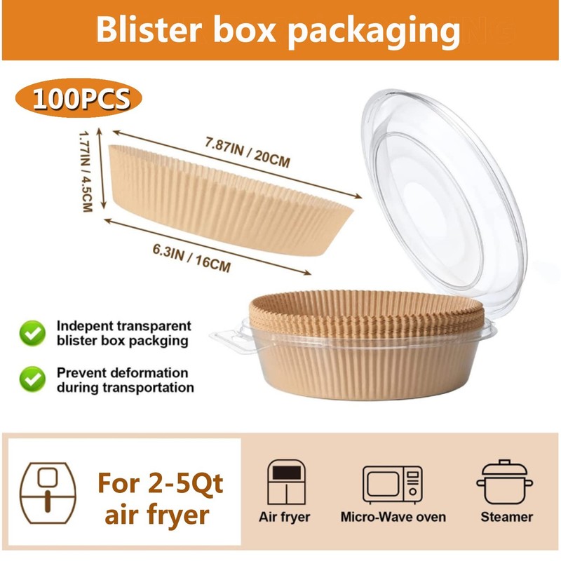 Ailifeer Air Fryer Liners Round,100PCS 6.3 inch 6.3inch, Round-100PCS gallery