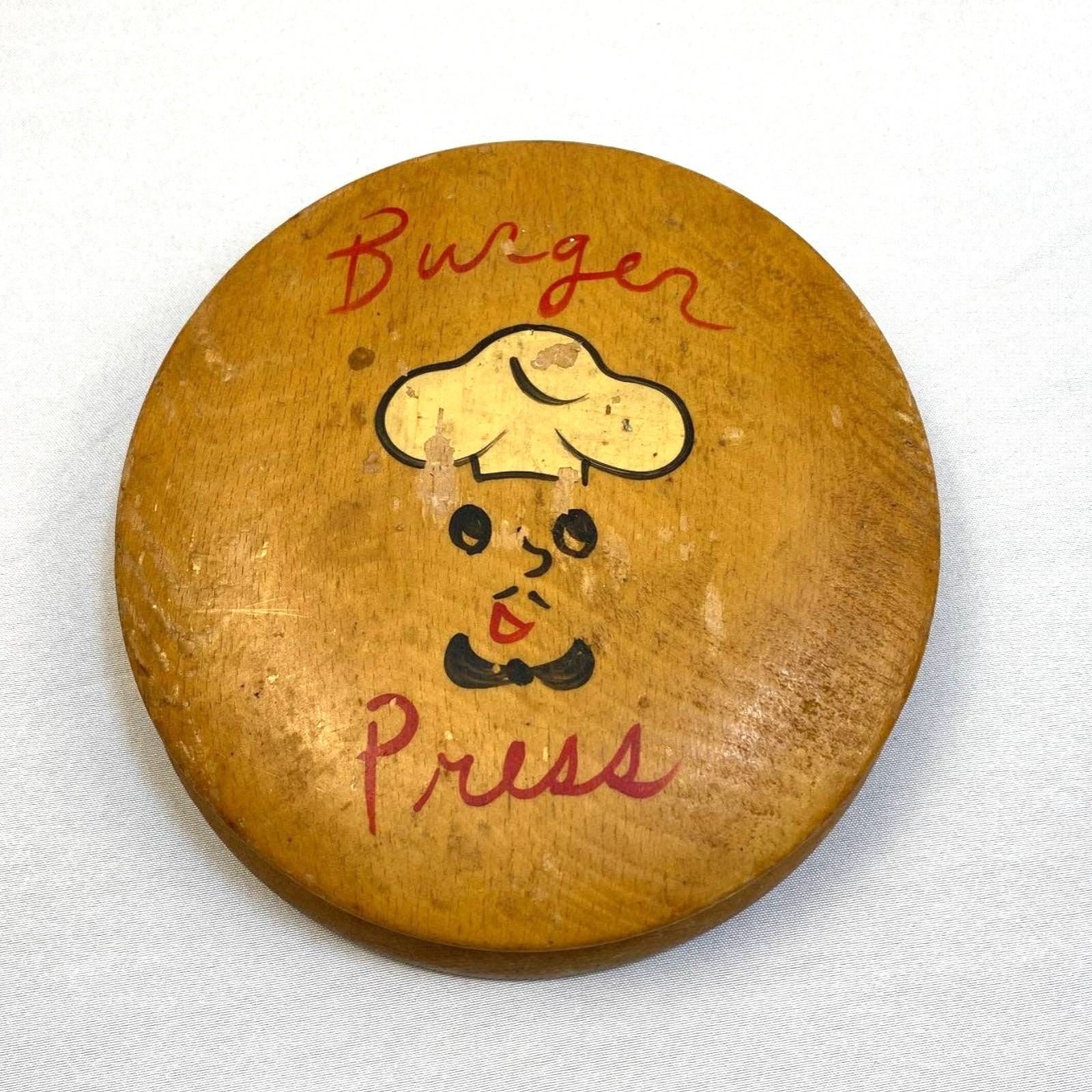 Wooden Burger Press Vintage Made in Japan MCM Retro Decor gallery