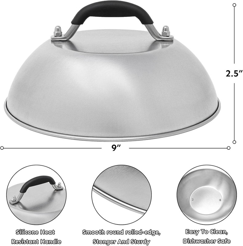 Stainless Steel Cheese Melting Dome & Burger Press Combo gallery