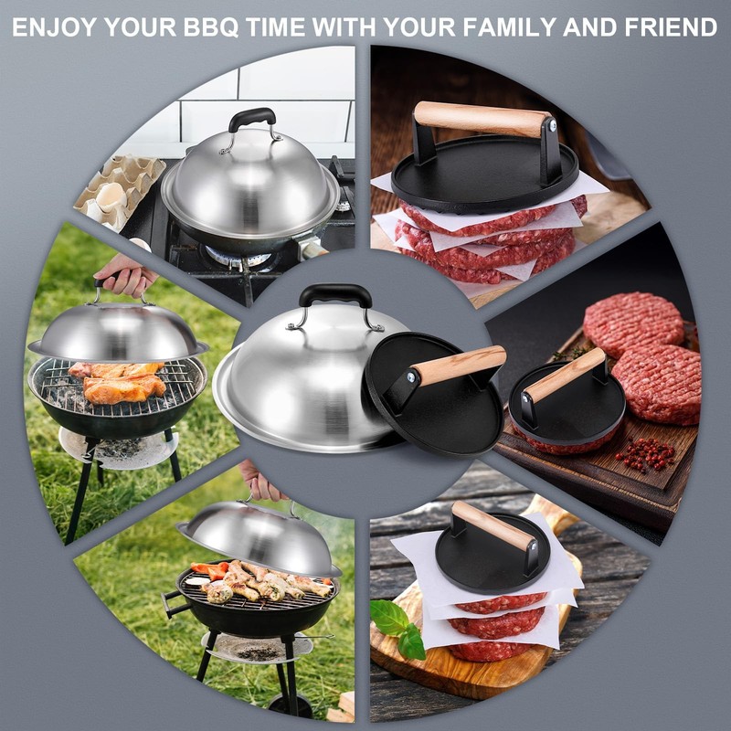 Griddle for Blackstone, 7" Round Cast Iron Smash Burger Press, 12.5" Heavy Du... gallery
