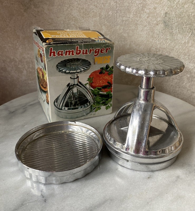 Vtg Albertini Hamburger Maker Press, 1960’s Aluminum, Made Italy gallery