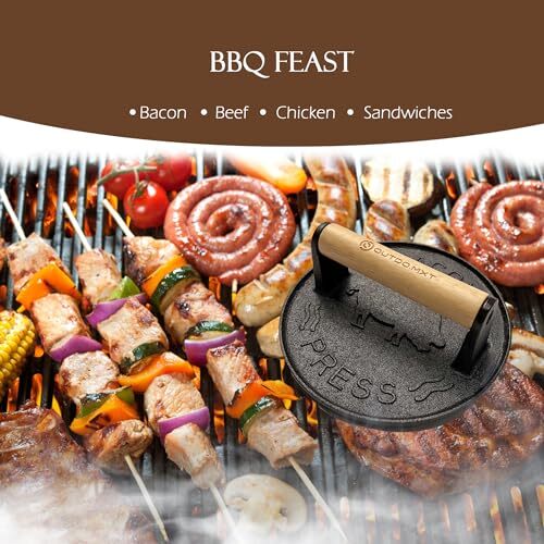 OUTDO.MXT Smash Burger Press Bacon Press 7.08" Round with Hamburger Press Pat... gallery