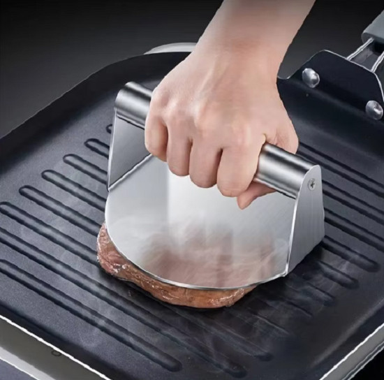 Stainless Steel Smash Burger Press 10cm Heavy Duty Patty Smasher Maker BBQ Grill gallery