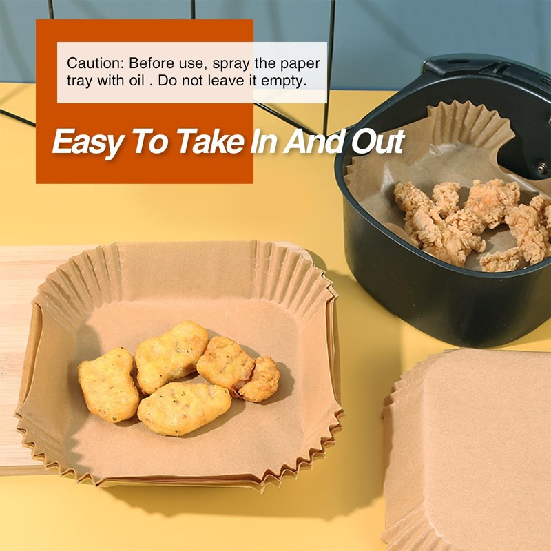 Parchment Paper, OOTDAY 100Pcs Square Air Fryer Liners 6.5'', gallery