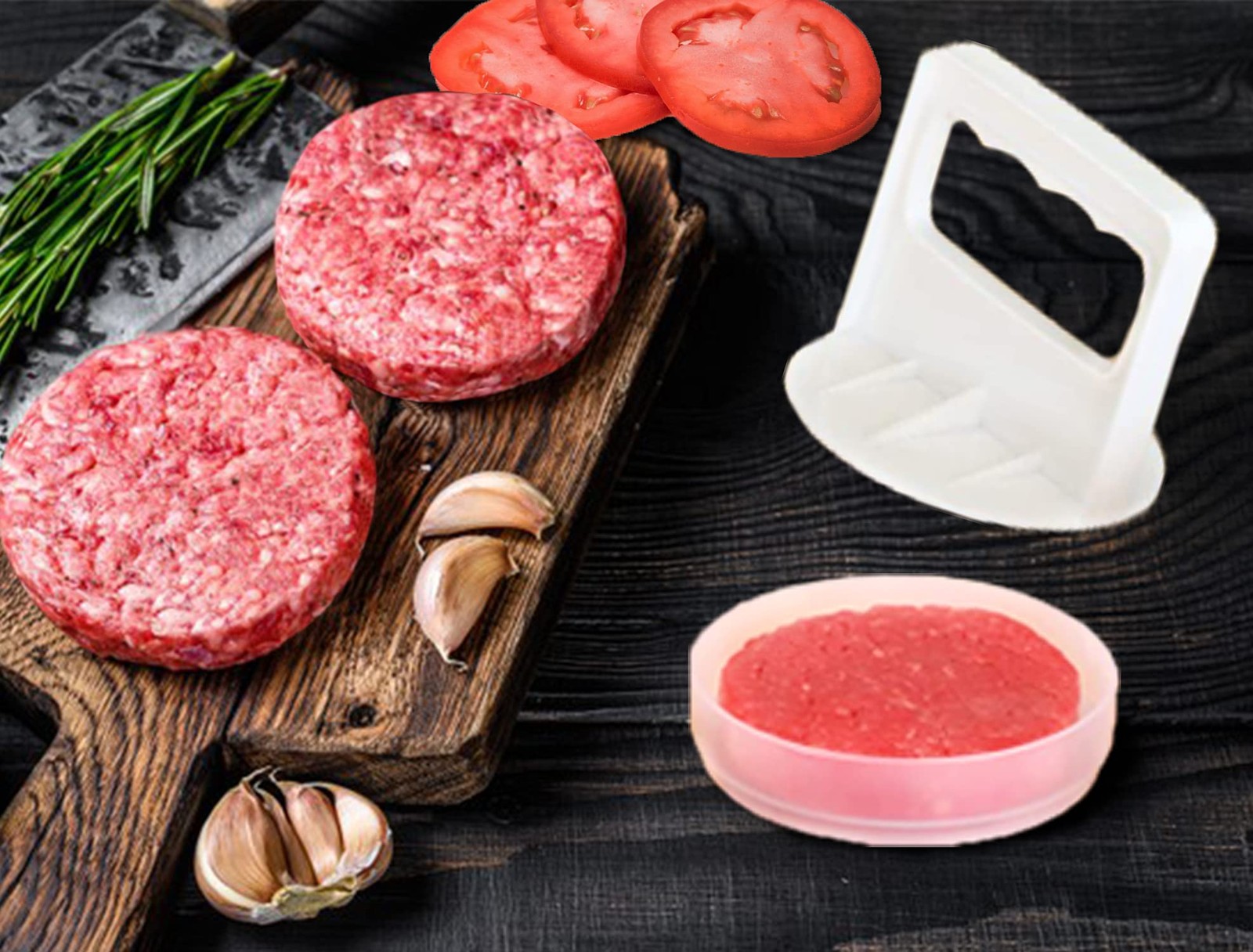 Hamburger Press Patty Maker Freezer 4 Containers with gallery