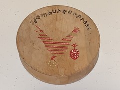 Vintage Wood HAMBURGER PATTY PRESS Rooster Made in Japan Farmhouse Home Decor
