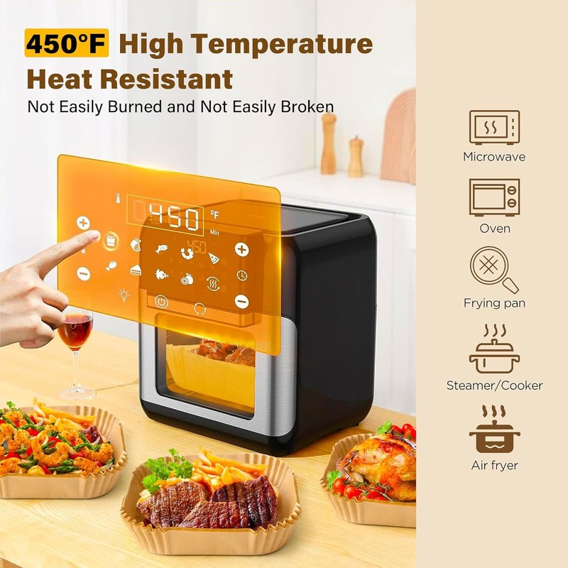 Air Fryer Liners Disposable, 125Pcs Parchment Paper, 8 8Inch-Square, Yellow gallery