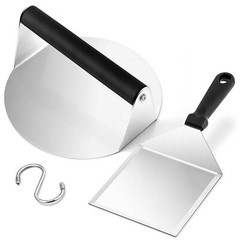 Hamburger Spatula & 7 Inch Round Burger Press Heavy Duty Griddle Metal Turner…