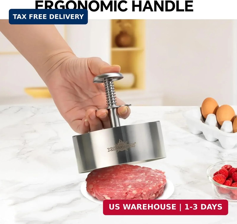 4.5" Hamburger press patty maker,304 Stainless Steel Burger Press, Non-Stick Pat gallery