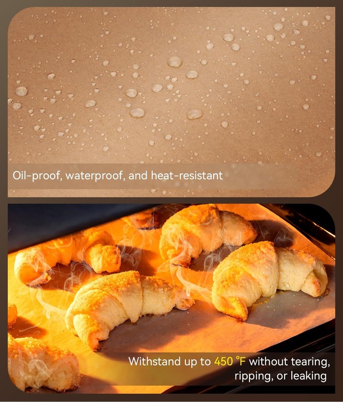 200 Pcs Parchment Paper Sheets, Unbleached Baking 12x16in-200pcs, Brown gallery