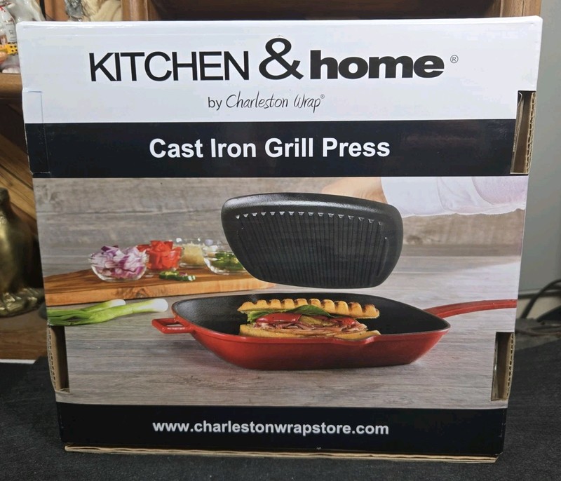 Cast Iron Panini Grill Press Seasoned Ready To Use For Burger/Meat 7.75" Square gallery