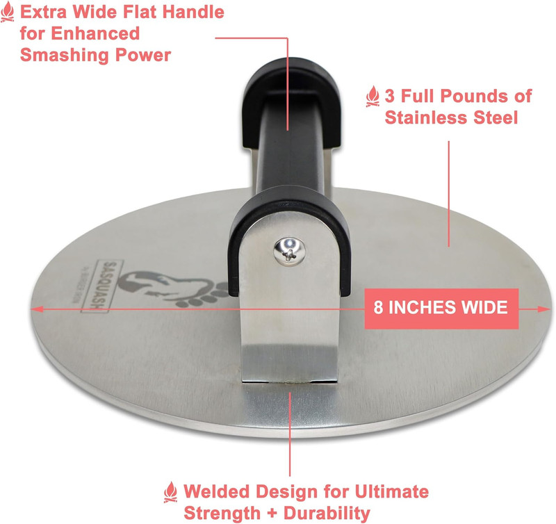 Smash Burger Press, Bigfoot 8 Inch Burger Press, 3 Plus Pound Stainless Steel, H gallery