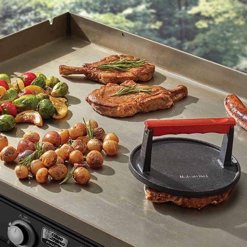 Cast Iron Grill Press Pre-Seasoned Burger Meat Press W/ Ergonomic Handle New gallery
