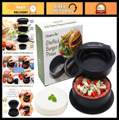 3-in-1 Burger Press Patty Maker with Non-Stick Mold & 100 Wax Papers for Sliders