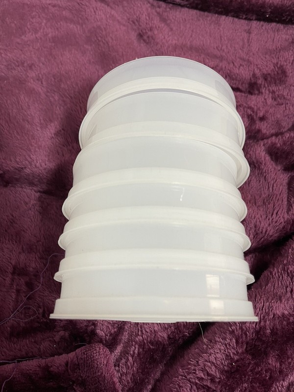 Tupperware 5 White Hamburger Keepers Set With No Lid Stackable gallery