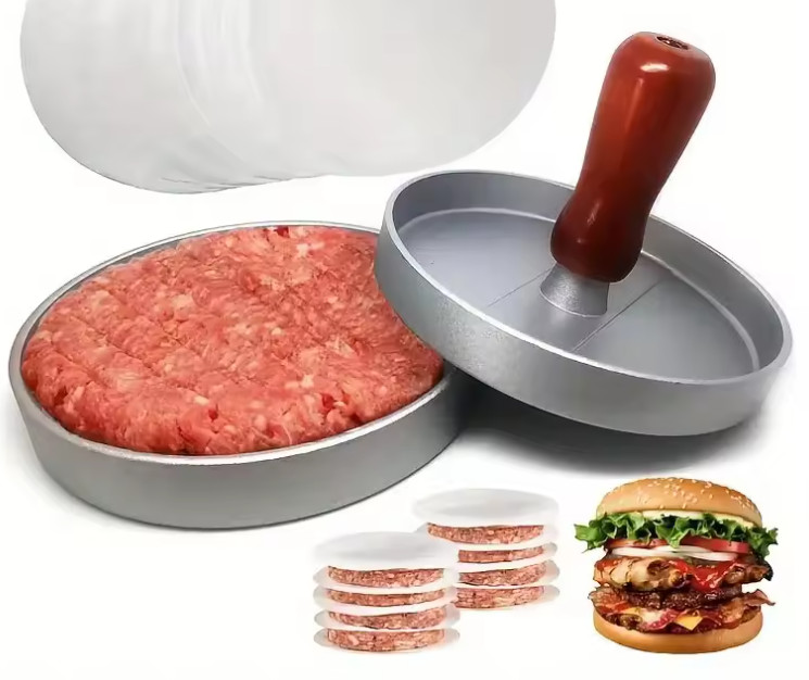 Burger Press Non-Stick Hamburger Patty Maker with Wax Paper Aluminum Burger Make gallery