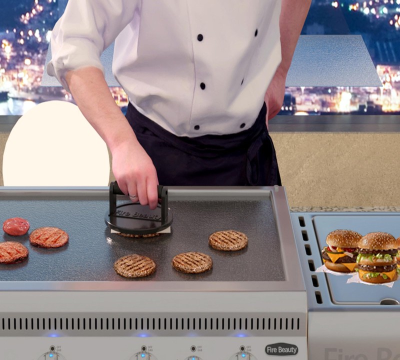 Burger Press 6.5 Inch Grill Press Cast Iron Wood Handle Smash Steak Bacon gallery