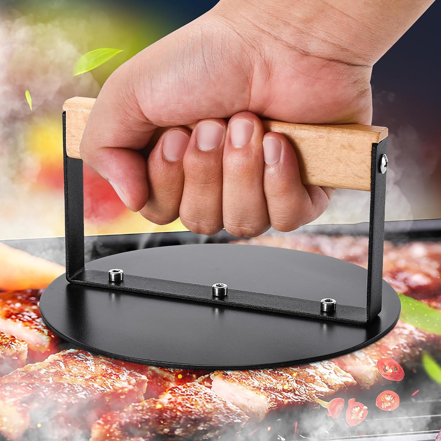 Smash Burger Press 6 inch, Round Burger Smasher Grill Press for Griddle Bacon gallery