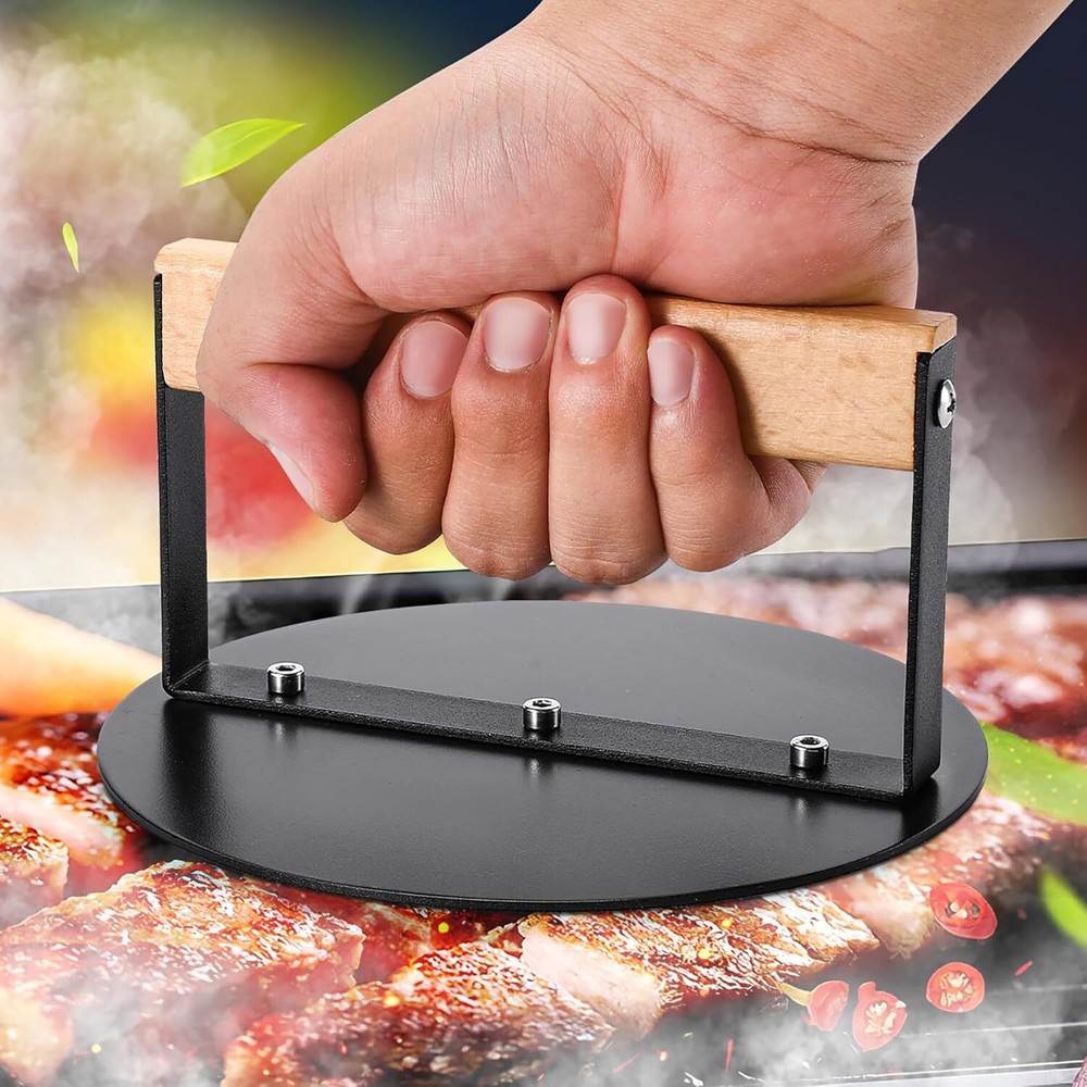Smash Burger Press 6 inch, Round Burger Smasher Grill Press for Griddle Bacon