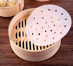 200pcs Air Fryer Liners, 8 inches Bamboo Steamer 8-Inch(200PCS), White