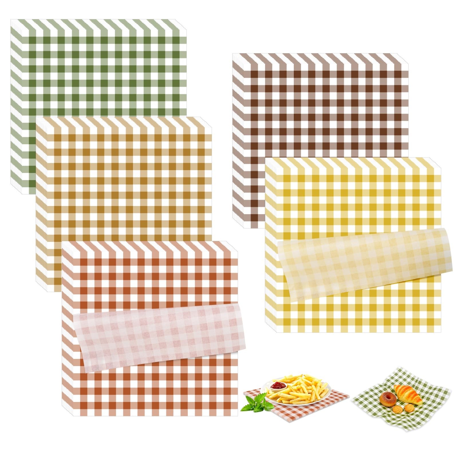 Whaline 300 Sheets Fall Plaid Wax Paper Greaseproof Waterproof 12 x 12 inches gallery