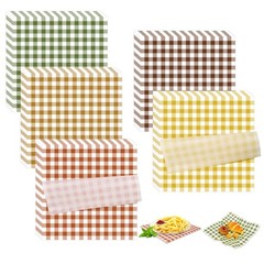 Whaline 300 Sheets Fall Plaid Wax Paper Greaseproof Waterproof 12 x 12 inches