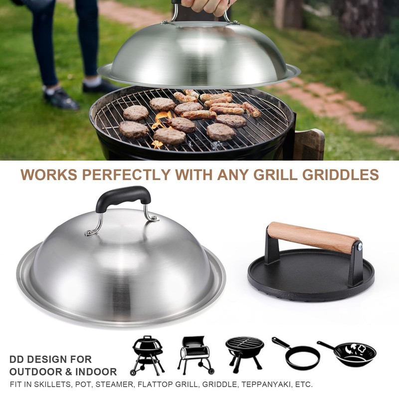 Griddle Accessories for Blackstone 7"Round Cast Iron Smash Burger Press gallery