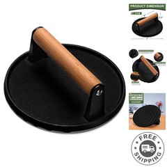 Cast Iron Burger Press with Ergonomic Handle for Perfectly Grilled Meats