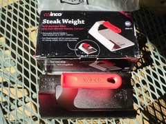 Winco Steak Weight 2 lb Grill Press Stainless Steel Bacon Burger Smasher- “NEW”