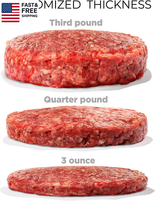 Burger Press Patty Maker – Adjustable Thickness (1/4 Lb to 3/4 Lb) with Ejector gallery