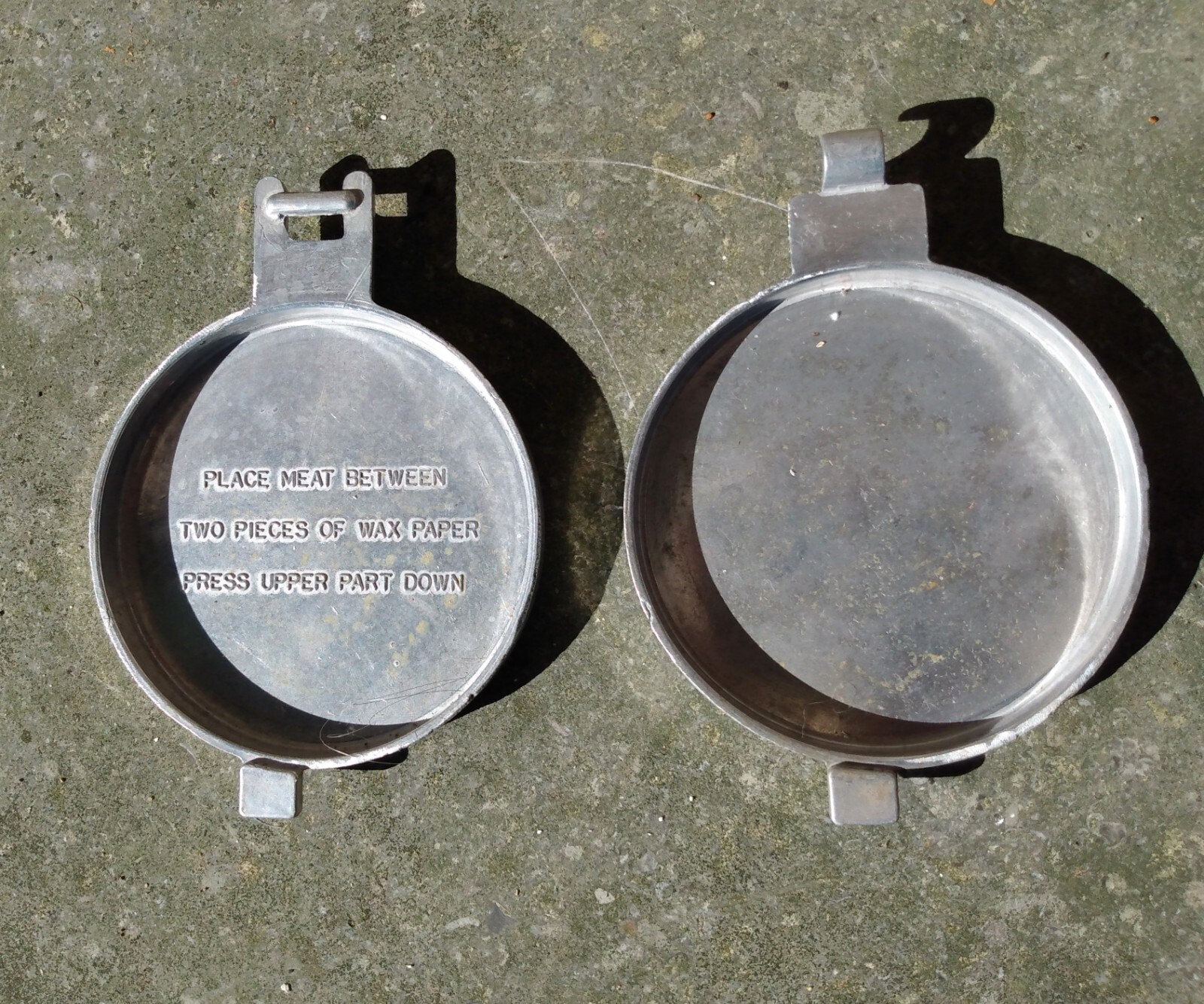 Vintage Metal Aluminum Hamburger Burger Patty Press Cow Steer w Embossed Design gallery