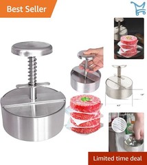 Stainless Steel Burger Press Hamburger Patty Maker Adjustable Flat Grill