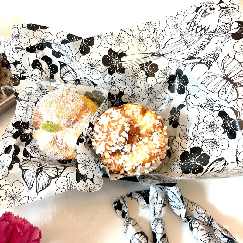 Suiwen 150pcs Summer Black and White Floral Wax Paper Sheets 25*22cm, Green gallery