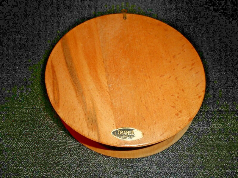 TRANSCO Round Wooden Hamburger Press Roosters Fighting Hanging Hinged MCM Japan gallery