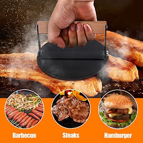 Burger Press 6 inch, Round Burger Smasher Grill Press for Griddle Bacon gallery
