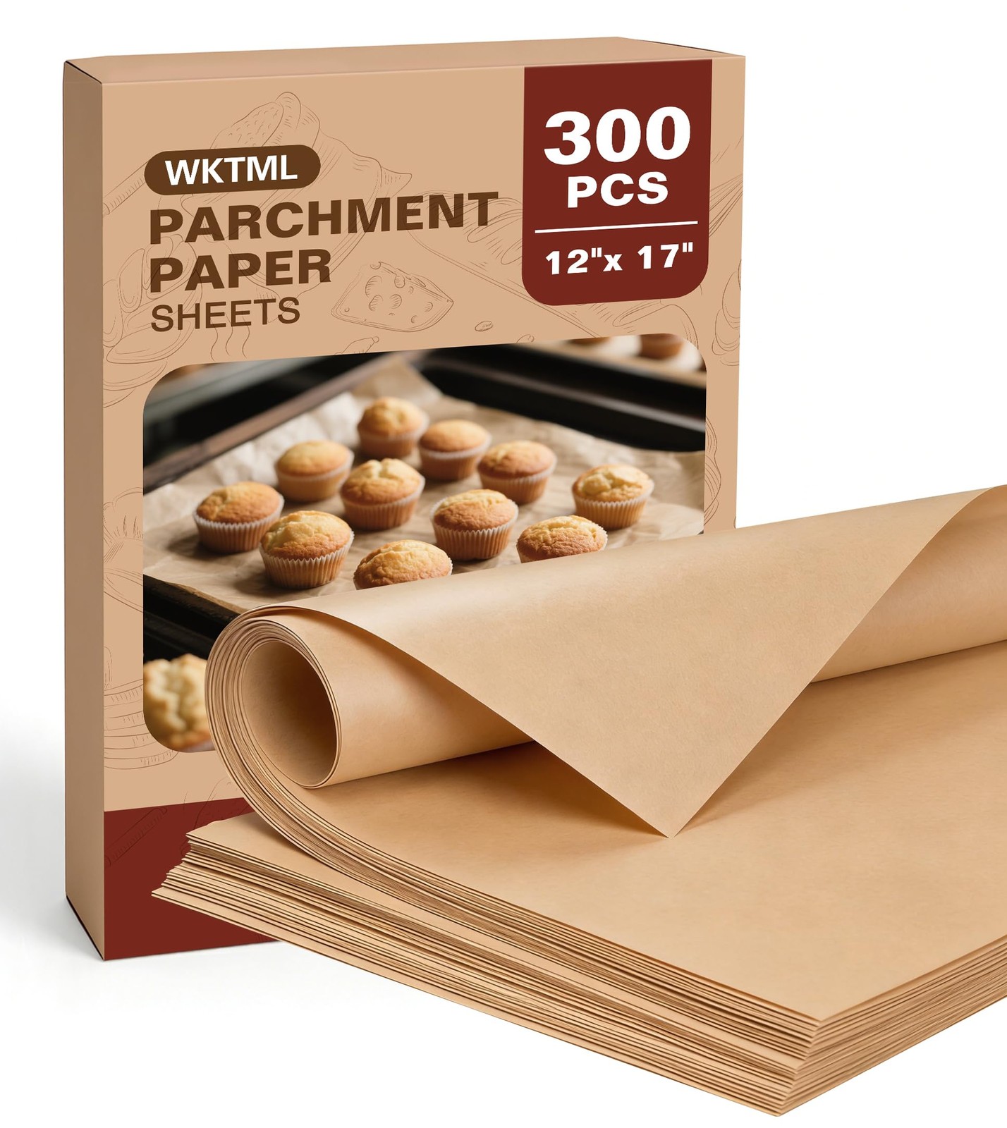 300 Pcs Parchment Paper Sheets, 12x17 Inches Unbleached 12" x 17", parchment gallery