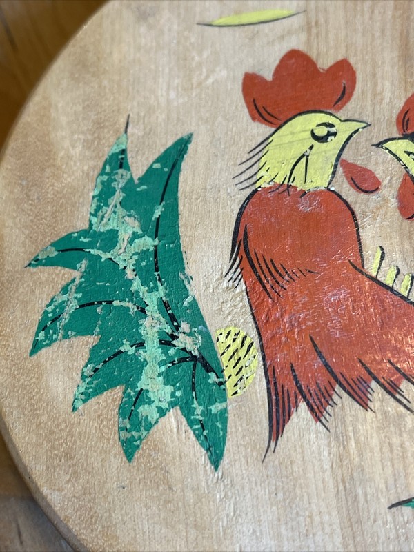 Vintage Wood Hamburger Press Rooster Chicken Made in Japan gallery