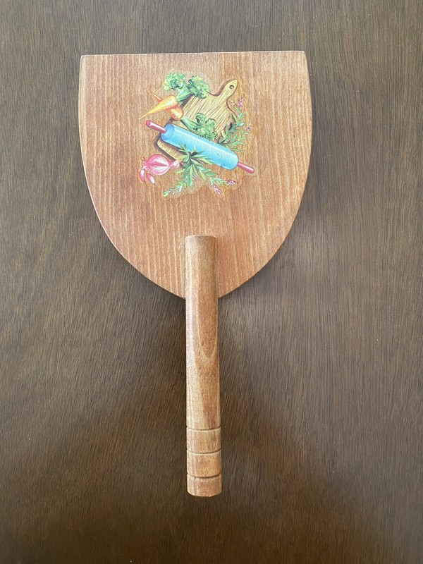 Vintage Wooden Hamburger Patty Press 10 1/2” Inches Handle Graphic Wall Hanging gallery
